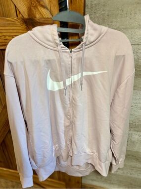 Nike Light Pink Full-Zip Hoodie with White Swoosh